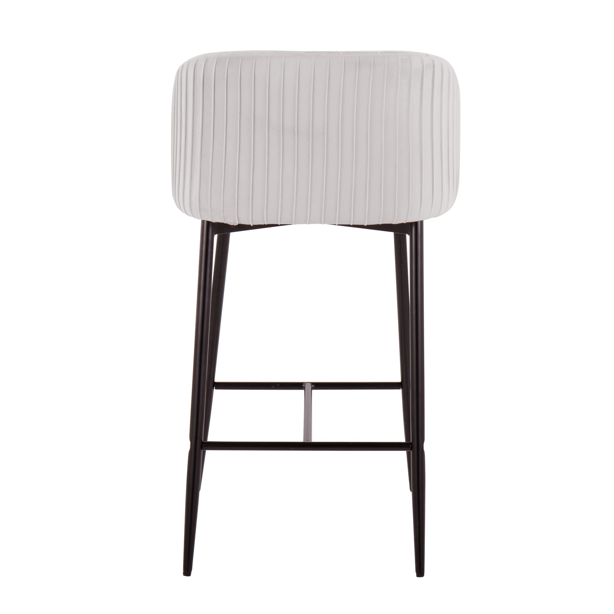 Fran Pleated Black Metal Silver Velvet Contemporary Counter Stools (Set of 2) 6 Fran Pleated Black Metal Silver Velvet Contemporary Counter Stools (Set of 2) - Image 6