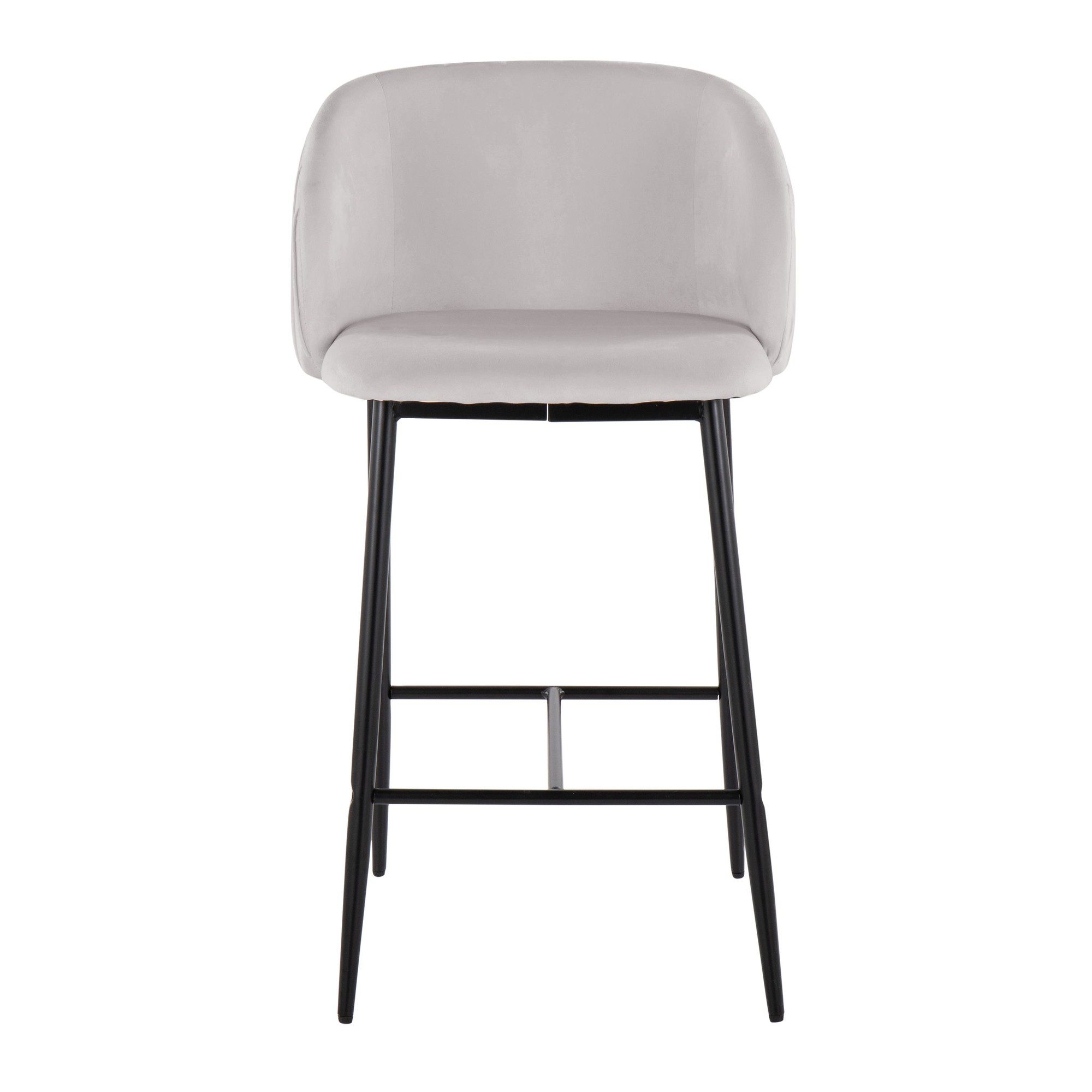 Fran Pleated Black Metal Silver Velvet Contemporary Counter Stools (Set of 2) 7 Fran Pleated Black Metal Silver Velvet Contemporary Counter Stools (Set of 2) - Image 7