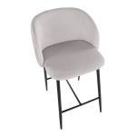 Fran Pleated Black Metal Silver Velvet Contemporary Counter Stools (Set of 2) 17 Fran Pleated Black Metal Silver Velvet Contemporary Counter Stools (Set of 2)