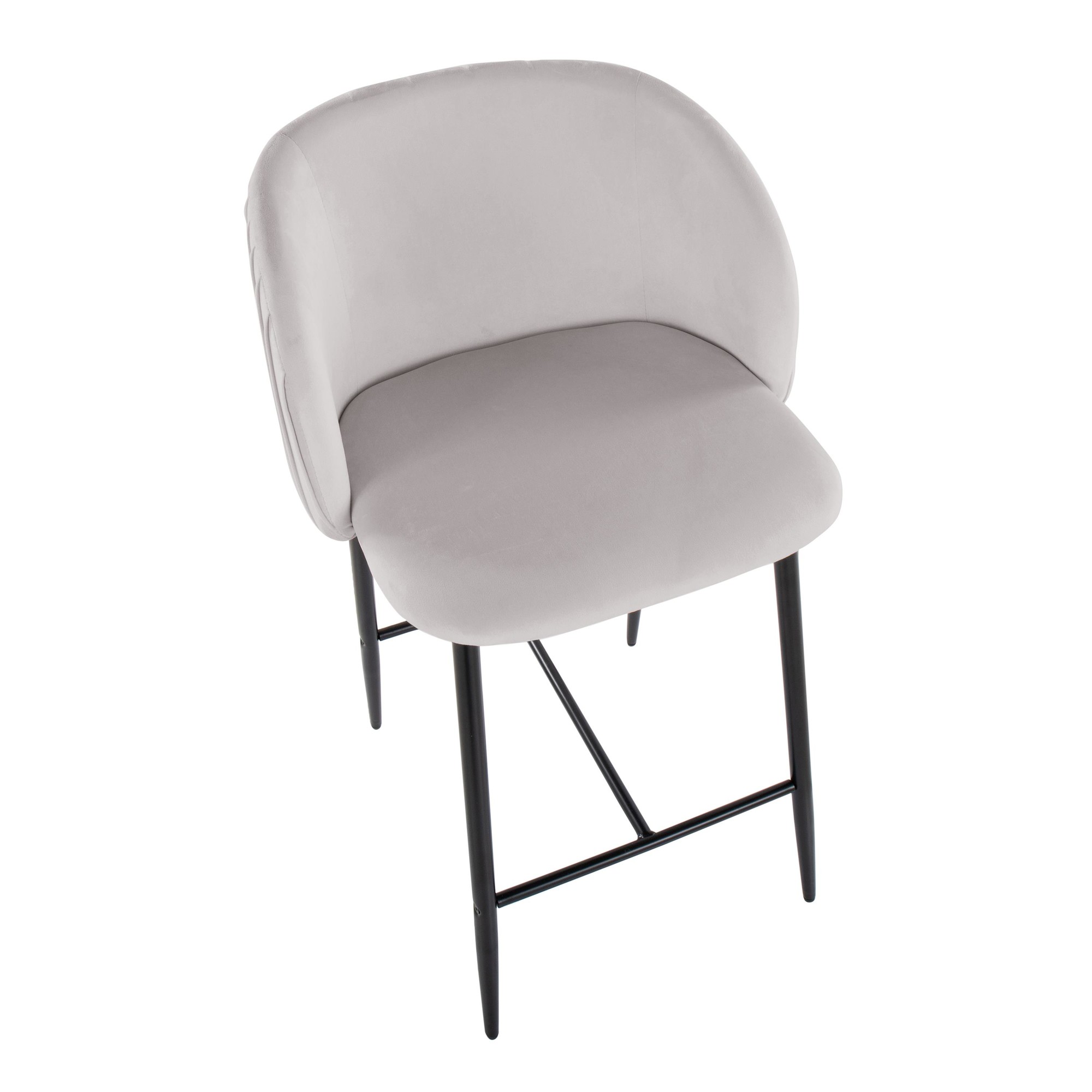 Fran Pleated Black Metal Silver Velvet Contemporary Counter Stools (Set of 2) 8 Fran Pleated Black Metal Silver Velvet Contemporary Counter Stools (Set of 2) - Image 8