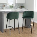 Fran Pleated Green Velvet Black Metal Contemporary Counter Stools (Set of 2) 10 Fran Pleated Green Velvet Black Metal Contemporary Counter Stools (Set of 2)
