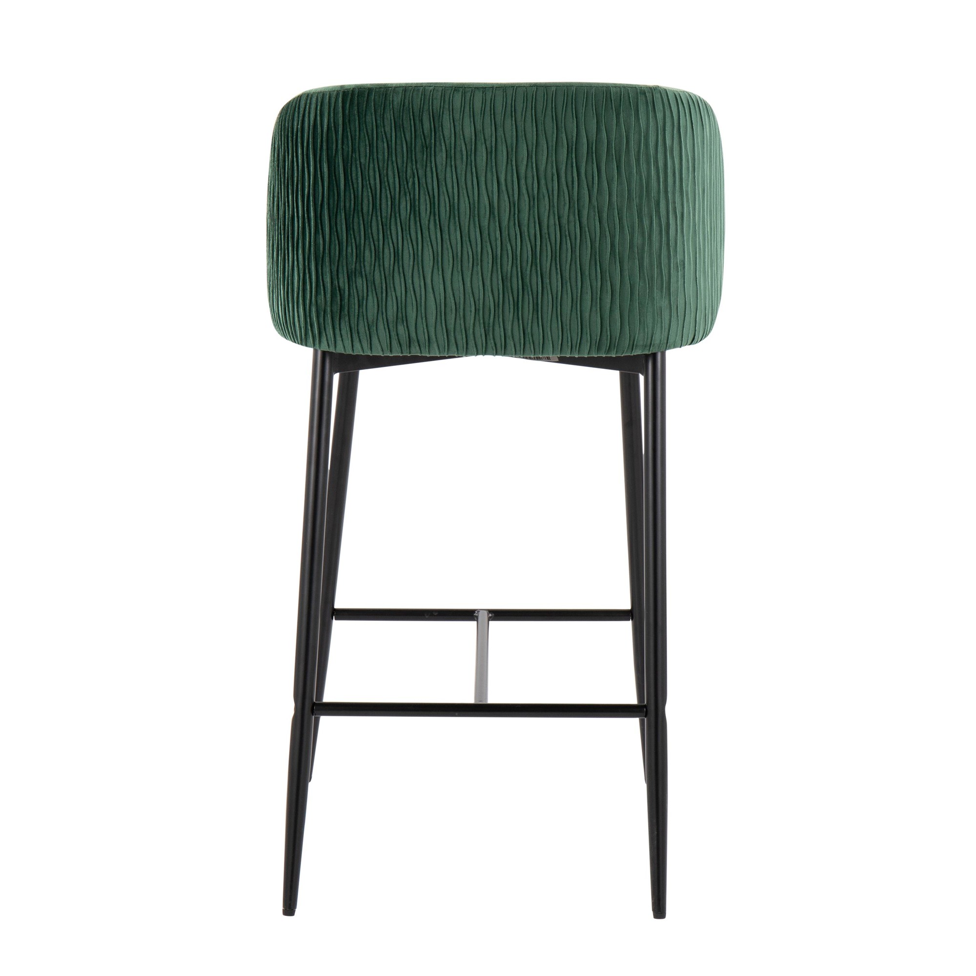 Fran Pleated Green Velvet Black Metal Contemporary Counter Stools (Set of 2) 6 Fran Pleated Green Velvet Black Metal Contemporary Counter Stools (Set of 2) - Image 6