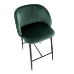 Fran Pleated Green Velvet Black Metal Contemporary Counter Stools (Set of 2) 17 Fran Pleated Green Velvet Black Metal Contemporary Counter Stools (Set of 2)