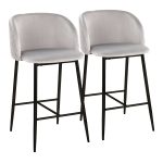 Fran Pleated Silver Velvet Black Metal Contemporary Counter Stools (Set of 2) 11 Fran Pleated Silver Velvet Black Metal Contemporary Counter Stools (Set of 2)
