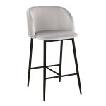 Fran Pleated Silver Velvet Black Metal Contemporary Counter Stools (Set of 2) 12 Fran Pleated Silver Velvet Black Metal Contemporary Counter Stools (Set of 2)