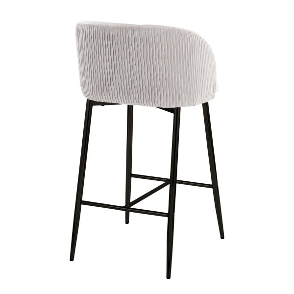 Fran Pleated Silver Velvet Black Metal Contemporary Counter Stools Set of 2 4
