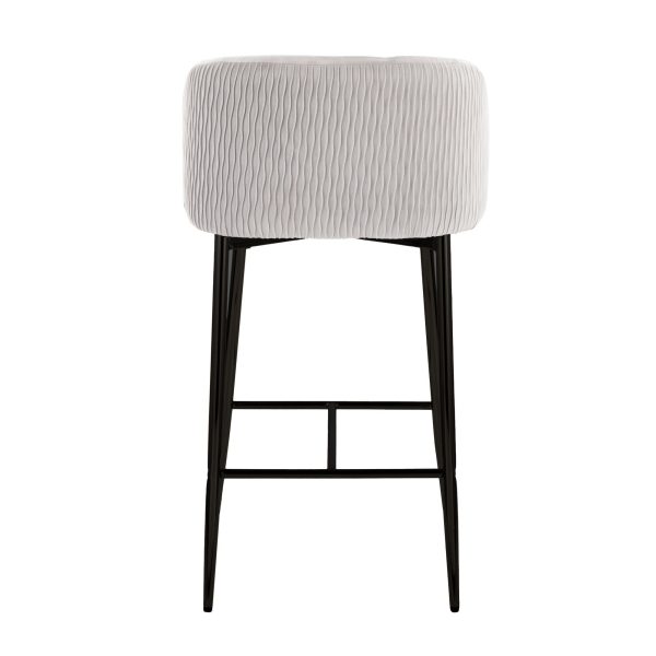 Fran Pleated Silver Velvet Black Metal Contemporary Counter Stools Set of 2 5