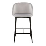 Fran Pleated Silver Velvet Black Metal Contemporary Counter Stools (Set of 2) 16 Fran Pleated Silver Velvet Black Metal Contemporary Counter Stools (Set of 2)