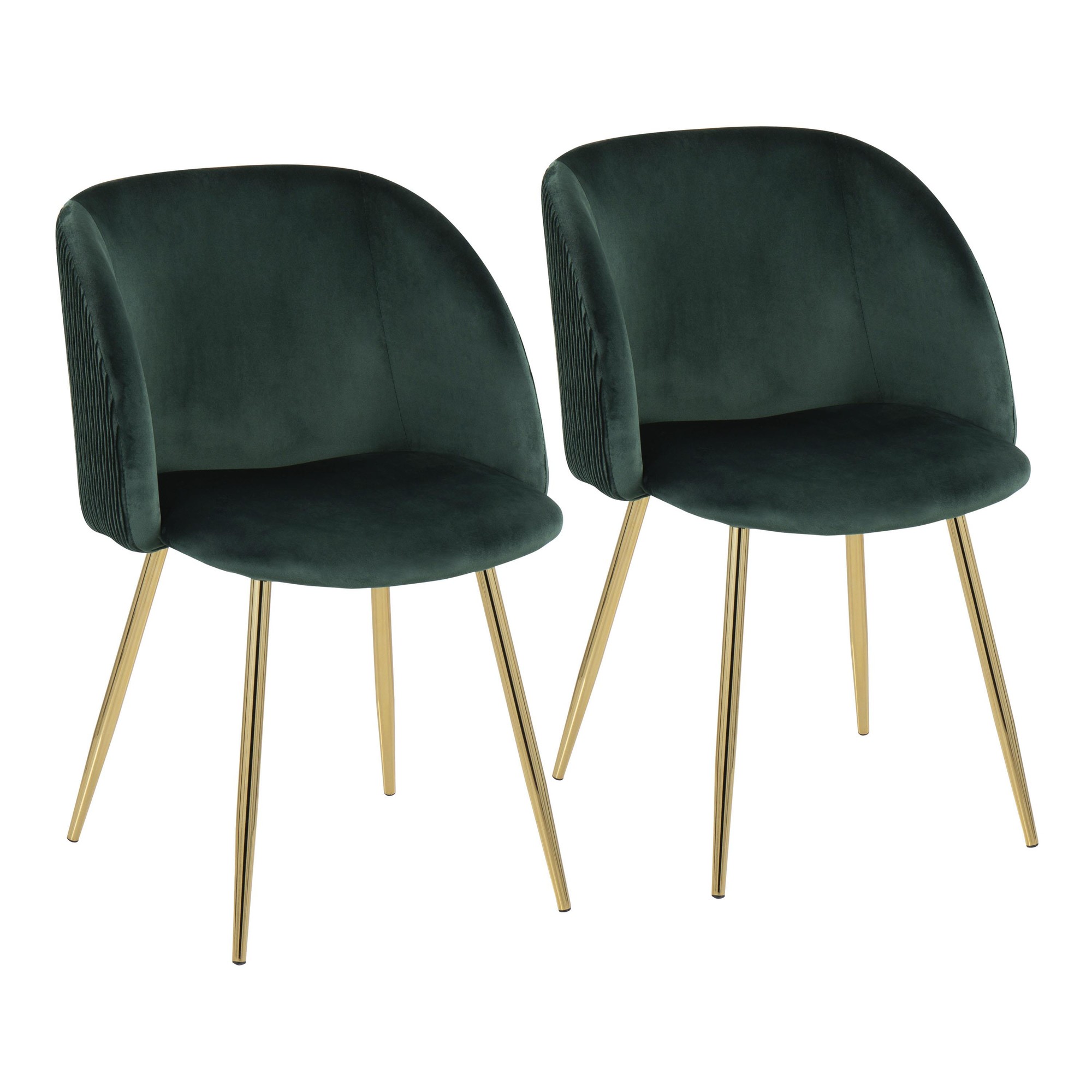 Fran Pleated Waves Emerald Green Velvet Contemporary Dining Chairs (Set of 2) 2 Fran Pleated Waves Emerald Green Velvet Contemporary Dining Chairs (Set of 2) - Image 2