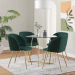Fran Pleated Waves Emerald Green Velvet Contemporary Dining Chairs (Set of 2) 11 Fran Pleated Waves Emerald Green Velvet Contemporary Dining Chairs (Set of 2)