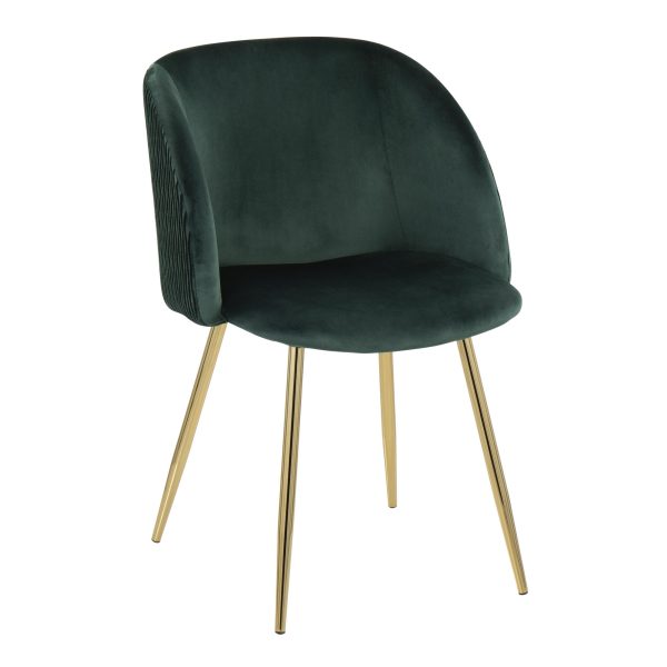 Fran Pleated Waves Emerald Green Velvet Contemporary Dining Chairs Set of 2 2