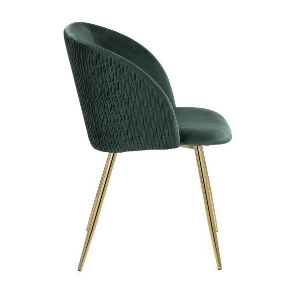 Fran Pleated Waves Emerald Green Velvet Contemporary Dining Chairs Set of 2 3