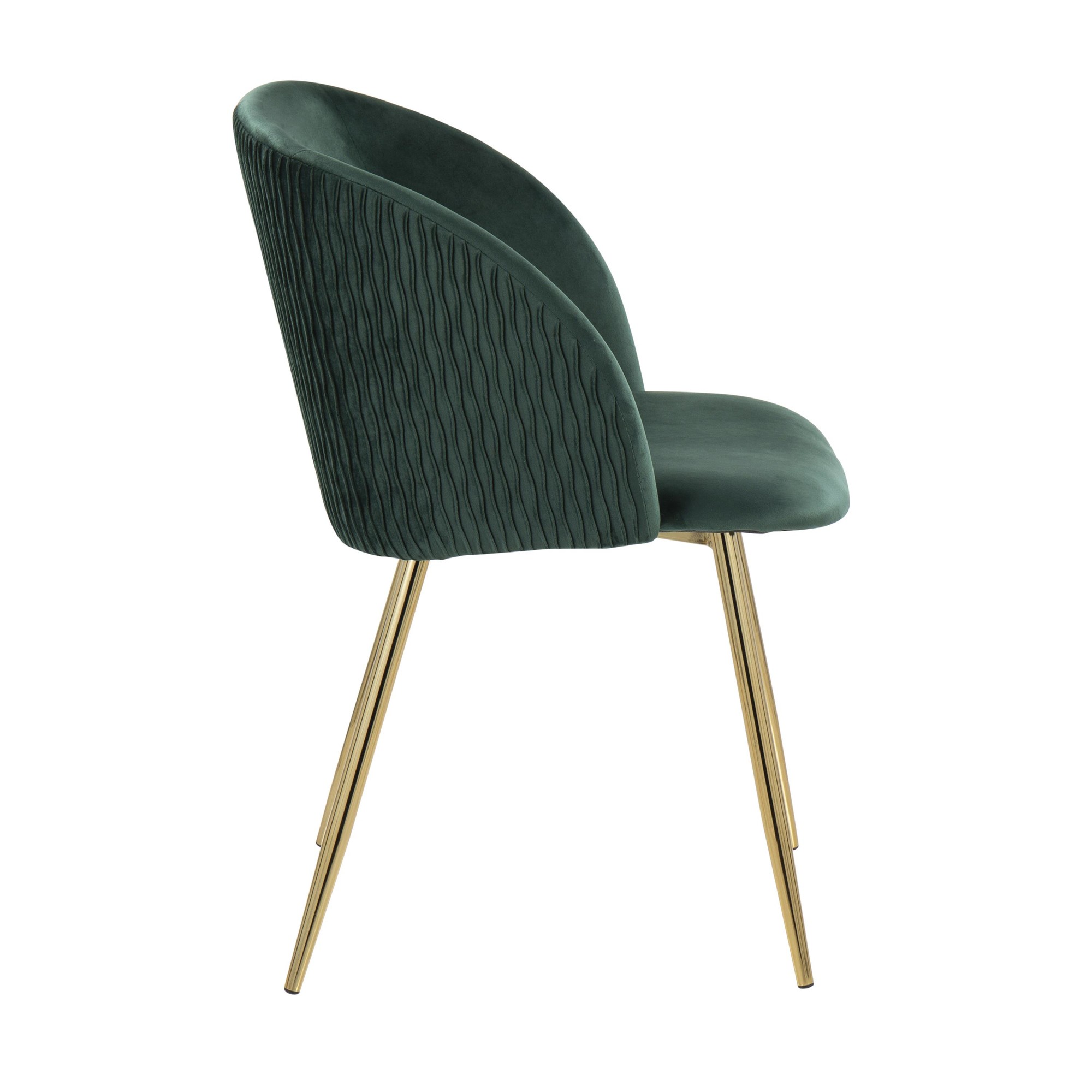 Fran Pleated Waves Emerald Green Velvet Contemporary Dining Chairs (Set of 2) 4 Fran Pleated Waves Emerald Green Velvet Contemporary Dining Chairs (Set of 2) - Image 4