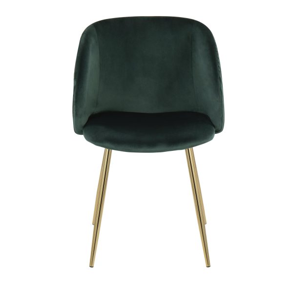 Fran Pleated Waves Emerald Green Velvet Contemporary Dining Chairs Set of 2 6