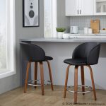 Fran Walnut Black Faux Leather Counter Stools (Set of 2) 12 Fran Walnut Black Faux Leather Counter Stools (Set of 2)
