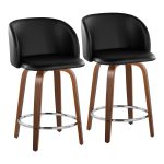Fran Walnut Black Faux Leather Counter Stools (Set of 2) 13 Fran Walnut Black Faux Leather Counter Stools (Set of 2)