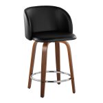 Fran Walnut Black Faux Leather Counter Stools (Set of 2) 14 Fran Walnut Black Faux Leather Counter Stools (Set of 2)