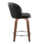 Fran Walnut Black Faux Leather Counter Stools (Set of 2) 15 Fran Walnut Black Faux Leather Counter Stools (Set of 2)