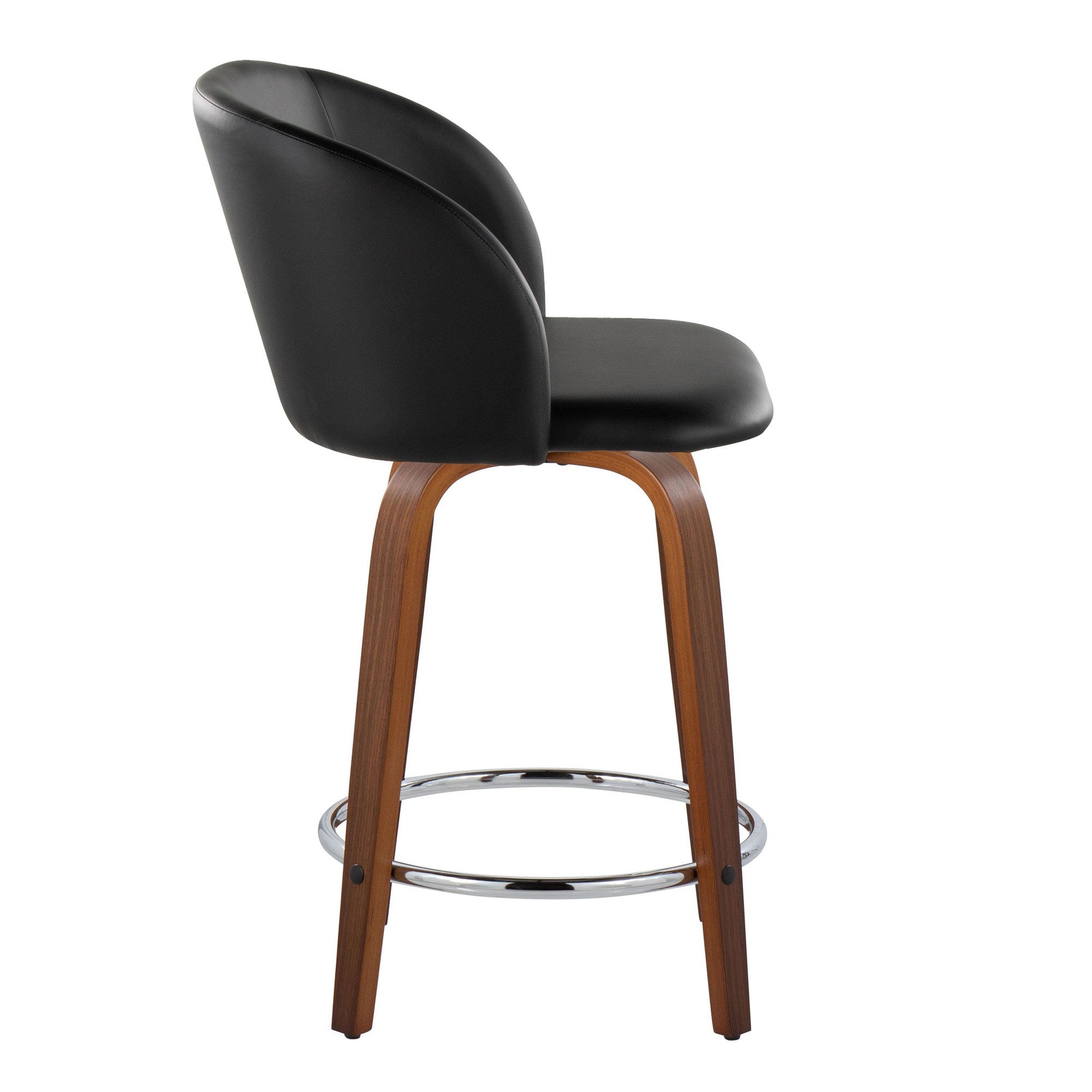 Fran Walnut Black Faux Leather Counter Stools (Set of 2) 5 Fran Walnut Black Faux Leather Counter Stools (Set of 2) - Image 5