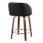Fran Walnut Black Faux Leather Counter Stools (Set of 2) 16 Fran Walnut Black Faux Leather Counter Stools (Set of 2)