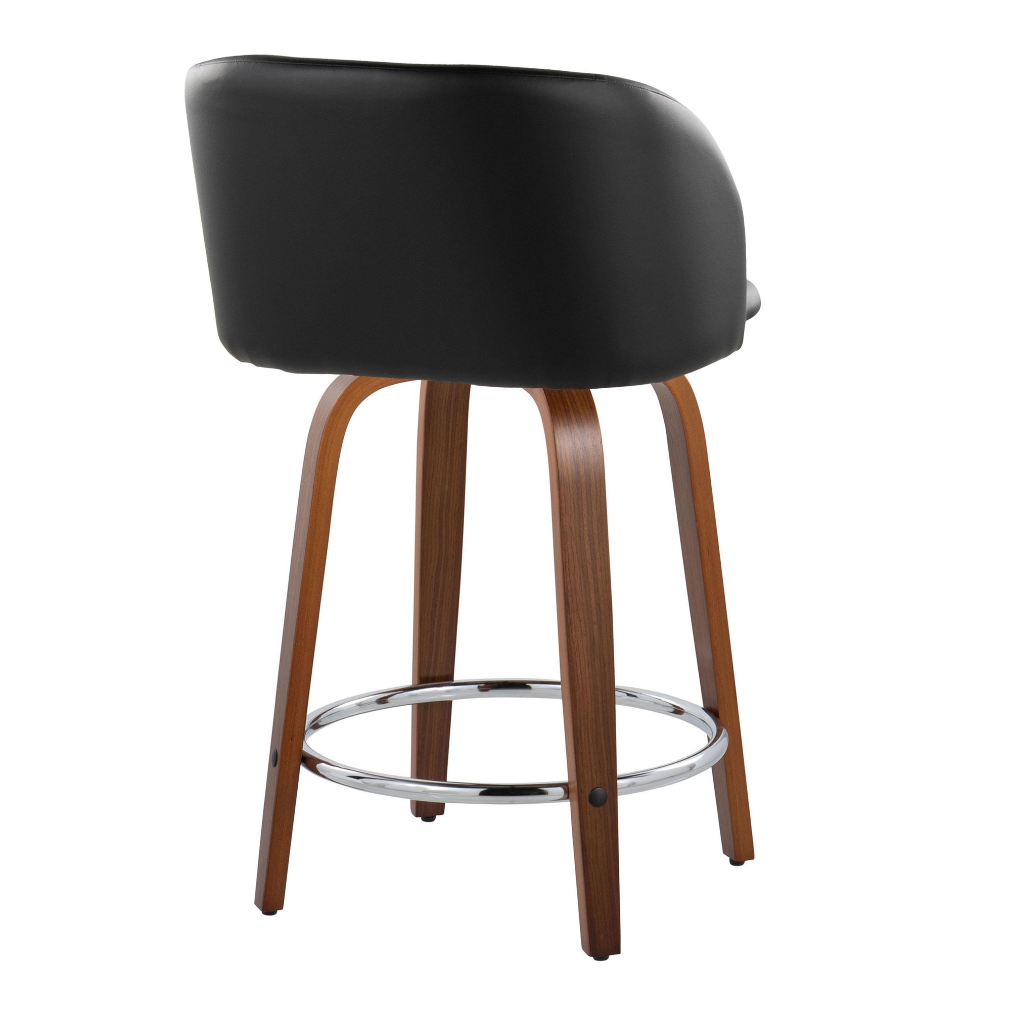 Fran Walnut Black Faux Leather Counter Stools (Set of 2) 6 Fran Walnut Black Faux Leather Counter Stools (Set of 2) - Image 6