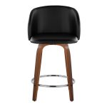 Fran Walnut Black Faux Leather Counter Stools (Set of 2) 18 Fran Walnut Black Faux Leather Counter Stools (Set of 2)