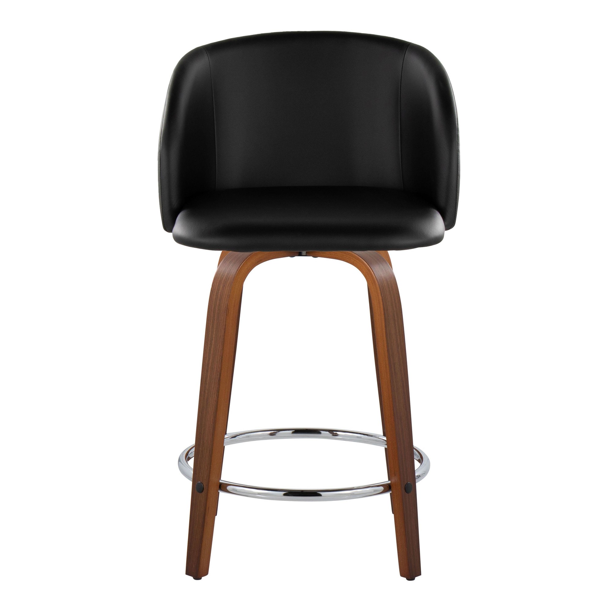 Fran Walnut Black Faux Leather Counter Stools (Set of 2) 8 Fran Walnut Black Faux Leather Counter Stools (Set of 2) - Image 8