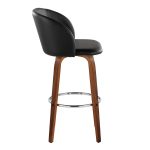 Fran Walnut Black Faux Leather Mid-Century Barstool (Set of 2) 15 Fran Walnut Black Faux Leather Mid-Century Barstool (Set of 2)