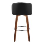Fran Walnut Black Faux Leather Mid-Century Barstool (Set of 2) 17 Fran Walnut Black Faux Leather Mid-Century Barstool (Set of 2)