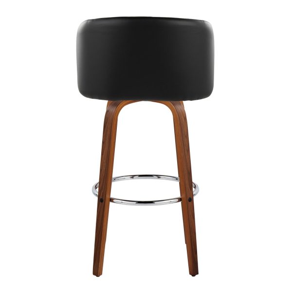 Fran Walnut Black Faux Leather Mid Century Barstool Set of 2 6