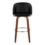 Fran Walnut Black Faux Leather Mid-Century Barstool (Set of 2) 18 Fran Walnut Black Faux Leather Mid-Century Barstool (Set of 2)