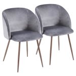 Fran Walnut Grey Velvet Contemporary Dining Chairs (Set of 2) 18 Fran Walnut Grey Velvet Contemporary Dining Chairs (Set of 2)