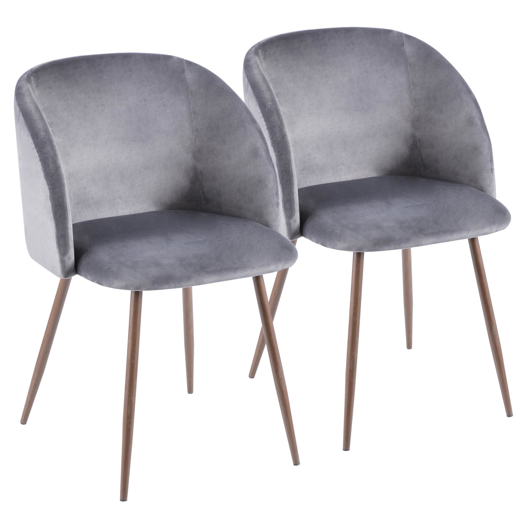 Fran Walnut Grey Velvet Contemporary Dining Chairs (Set of 2) 5 Fran Walnut Grey Velvet Contemporary Dining Chairs (Set of 2) - Image 5