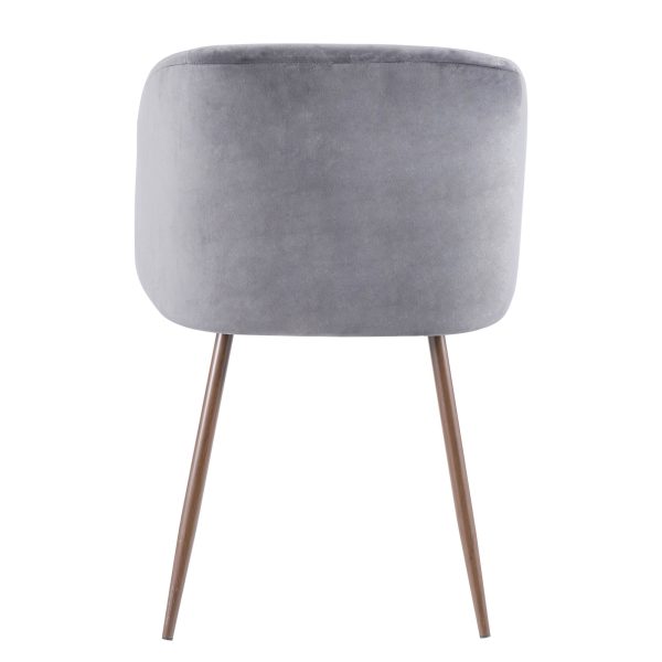 Fran Walnut Grey Velvet Contemporary Dining Chairs Set of 2 5