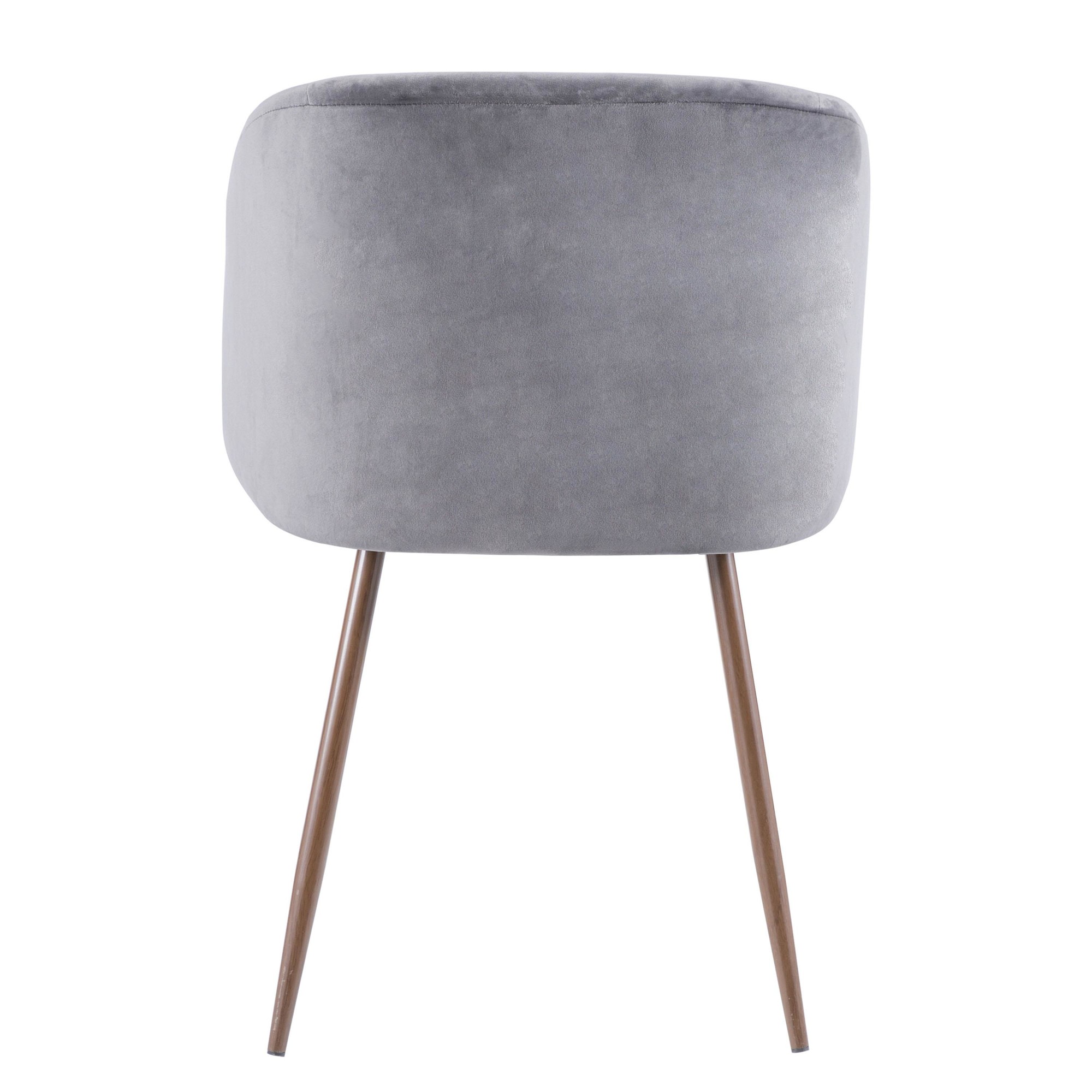 Fran Walnut Grey Velvet Contemporary Dining Chairs (Set of 2) 6 Fran Walnut Grey Velvet Contemporary Dining Chairs (Set of 2) - Image 6