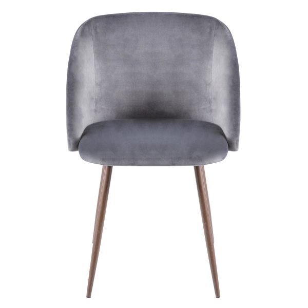 Fran Walnut Grey Velvet Contemporary Dining Chairs Set of 2 7