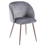 Fran Walnut Grey Velvet Contemporary Dining Chairs (Set of 2) 22 Fran Walnut Grey Velvet Contemporary Dining Chairs (Set of 2)