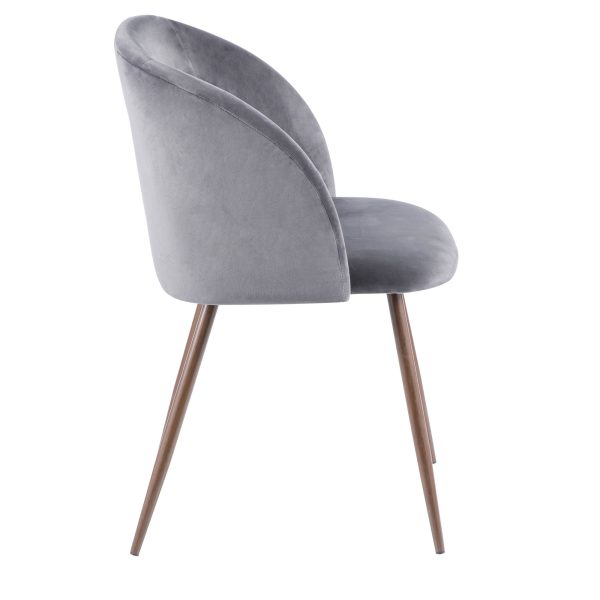 Fran Walnut Grey Velvet Contemporary Dining Chairs Set of 2 9