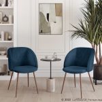 Fran Walnut and Blue Velvet Contemporary Dining Chairs (Set of 2) 13 Fran Walnut and Blue Velvet Contemporary Dining Chairs (Set of 2)