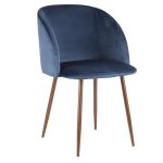 Fran Walnut and Blue Velvet Contemporary Dining Chairs (Set of 2) 15 Fran Walnut and Blue Velvet Contemporary Dining Chairs (Set of 2)