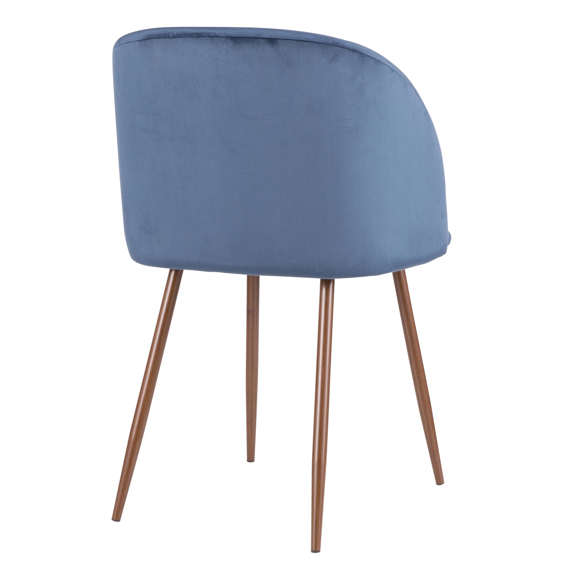 Fran Walnut and Blue Velvet Contemporary Dining Chairs (Set of 2) 6 Fran Walnut and Blue Velvet Contemporary Dining Chairs (Set of 2) - Image 6