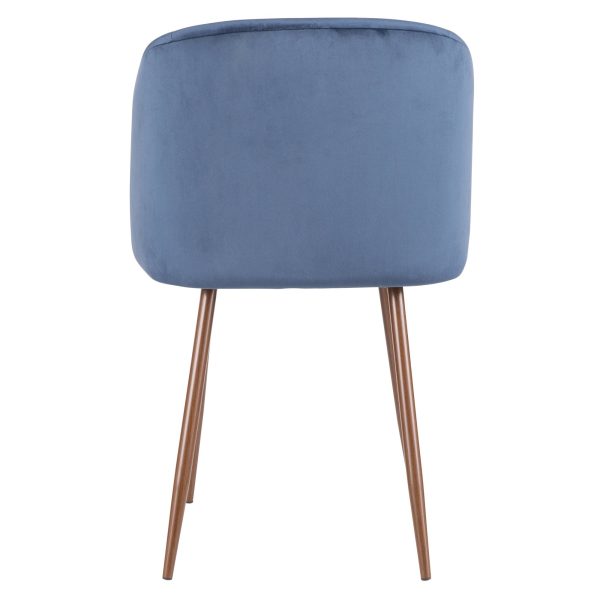 Fran Walnut and Blue Velvet Contemporary Dining Chairs Set of 2 6