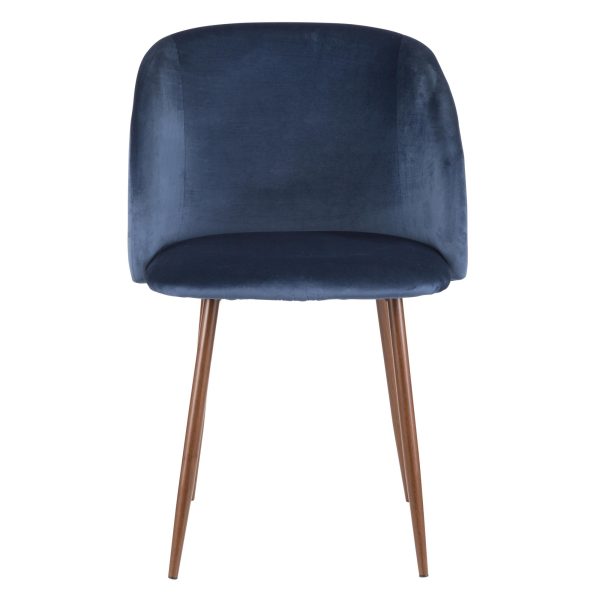 Fran Walnut and Blue Velvet Contemporary Dining Chairs Set of 2 7