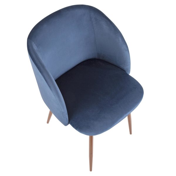 Fran Walnut and Blue Velvet Contemporary Dining Chairs Set of 2 8
