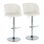 Fran White Faux Leather Chrome Contemporary Adjustable Barstools (Set of 2) 13 Fran White Faux Leather Chrome Contemporary Adjustable Barstools (Set of 2)
