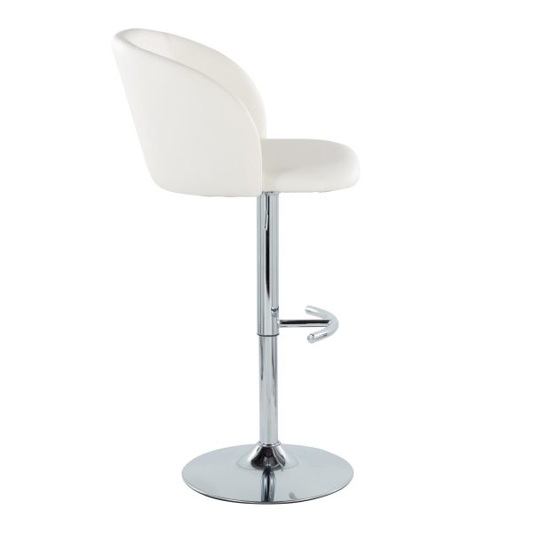 Fran White Faux Leather Chrome Contemporary Adjustable Barstools Set of 2 4