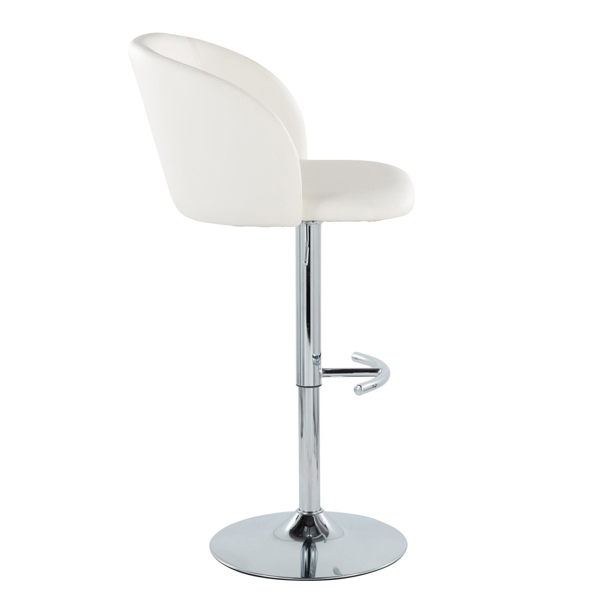 Fran White Faux Leather Chrome Contemporary Adjustable Barstools (Set of 2) 5 Fran White Faux Leather Chrome Contemporary Adjustable Barstools (Set of 2) - Image 5