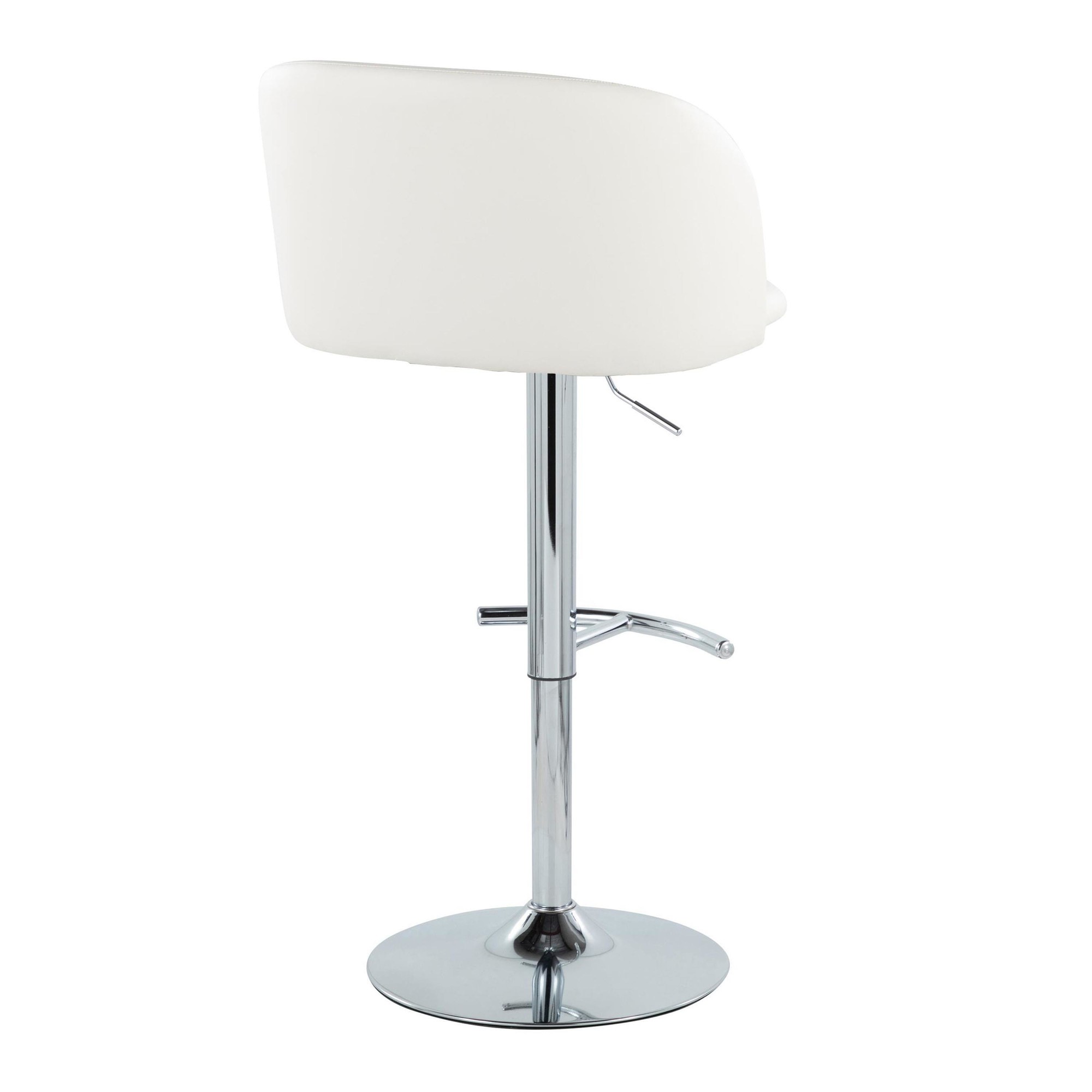 Fran White Faux Leather Chrome Contemporary Adjustable Barstools (Set of 2) 6 Fran White Faux Leather Chrome Contemporary Adjustable Barstools (Set of 2) - Image 6