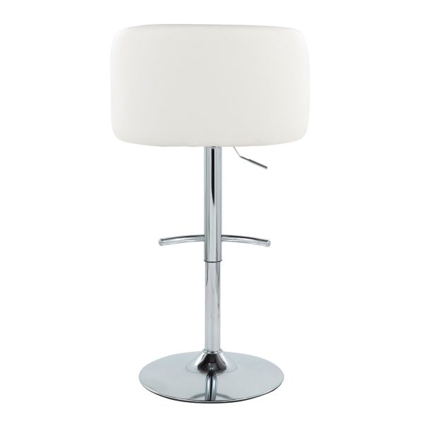 Fran White Faux Leather Chrome Contemporary Adjustable Barstools Set of 2 6