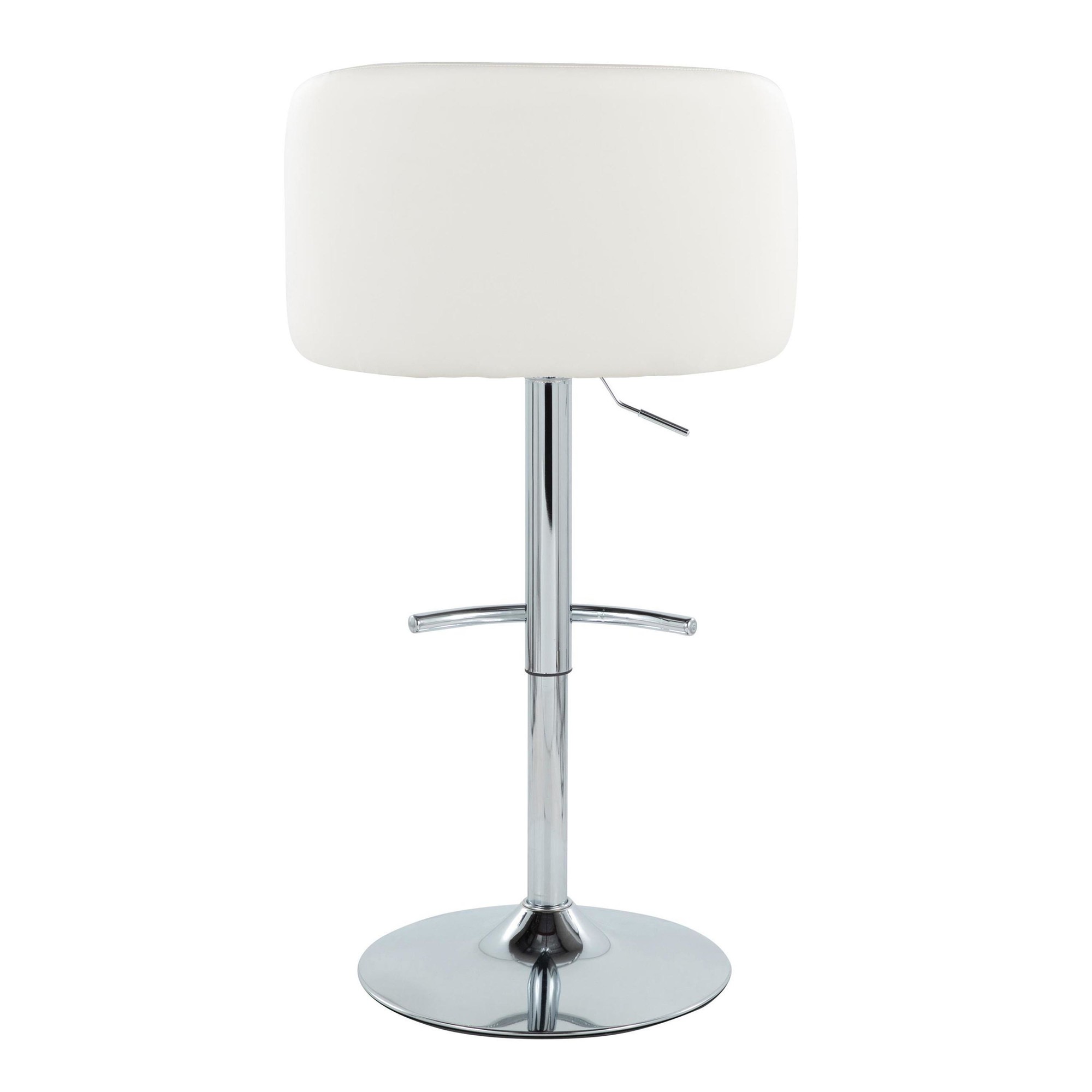 Fran White Faux Leather Chrome Contemporary Adjustable Barstools (Set of 2) 7 Fran White Faux Leather Chrome Contemporary Adjustable Barstools (Set of 2) - Image 7